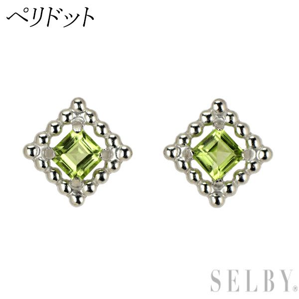 新品 K10WG ペリドット ピアス 【エスコレ】