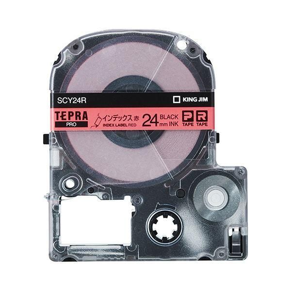 ds-（まとめ）キングジム テプラ PROテープカートリッジ インデックスラベル 24mm 赤/黒文字 SCY24R 1個〔×5セット〕