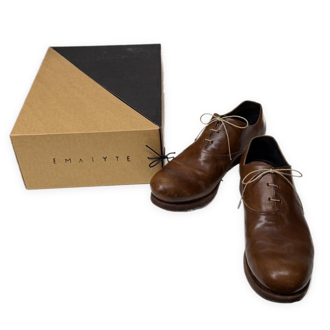 EMATYTE D20B DERBY SHOES NATURAL BROWN カーフレザーワンピースパターンダービーシューズ 短靴 一枚革 42 エマタイト