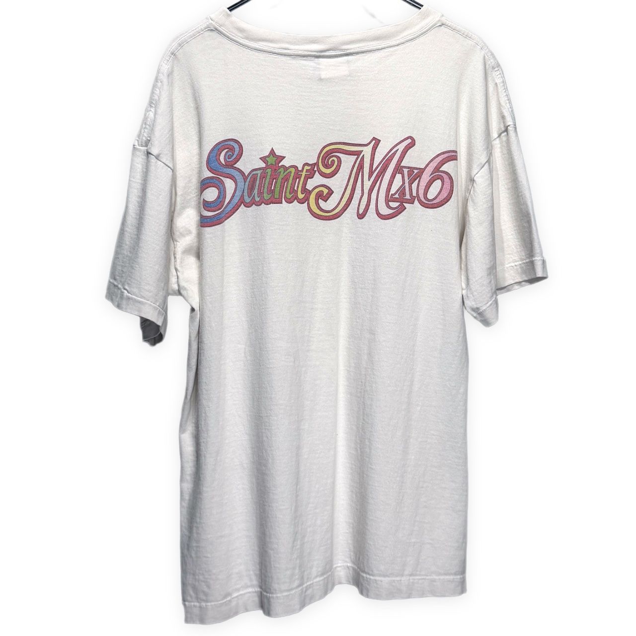 SAINT MICHAEL Tシャツ ヴィンテージ加工 セントマイケル SAINT MICHAEL 23SS SS TEE/SUNGLASS/WHITE ヴィンテージ加工プリントT