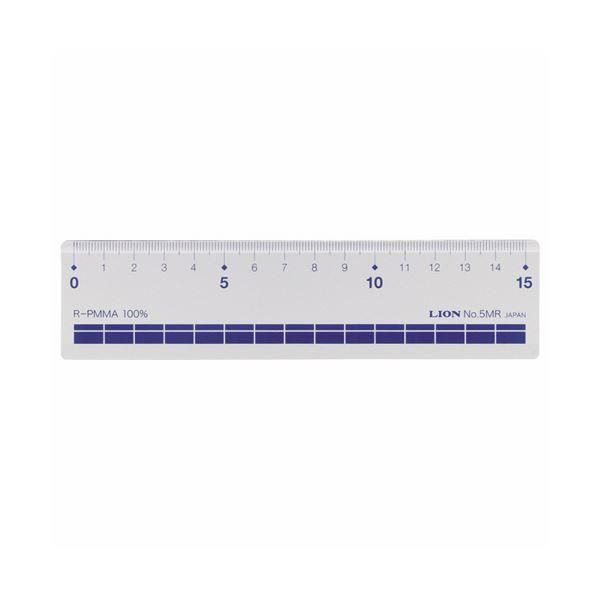 ds-（まとめ）ライオン事務器 再生アクリル直線定規15cm No.5MR 1セット(10本)〔×3セット〕