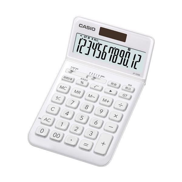 ds-（まとめ）カシオ デザイン電卓 12桁ジャストタイプ ホワイト JF-S200-WE-N 1台〔×2セット〕 9,265円