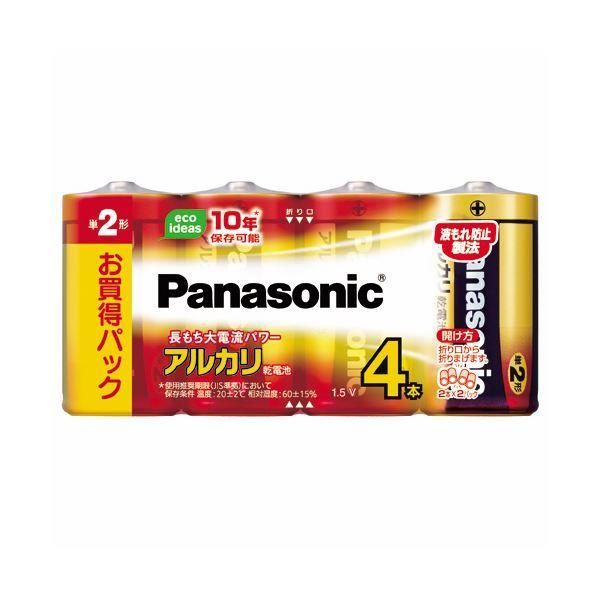 ds-（まとめ）パナソニック アルカリ乾電池 単2形LR14XJ/4SW 1パック(4本)〔×10セット〕