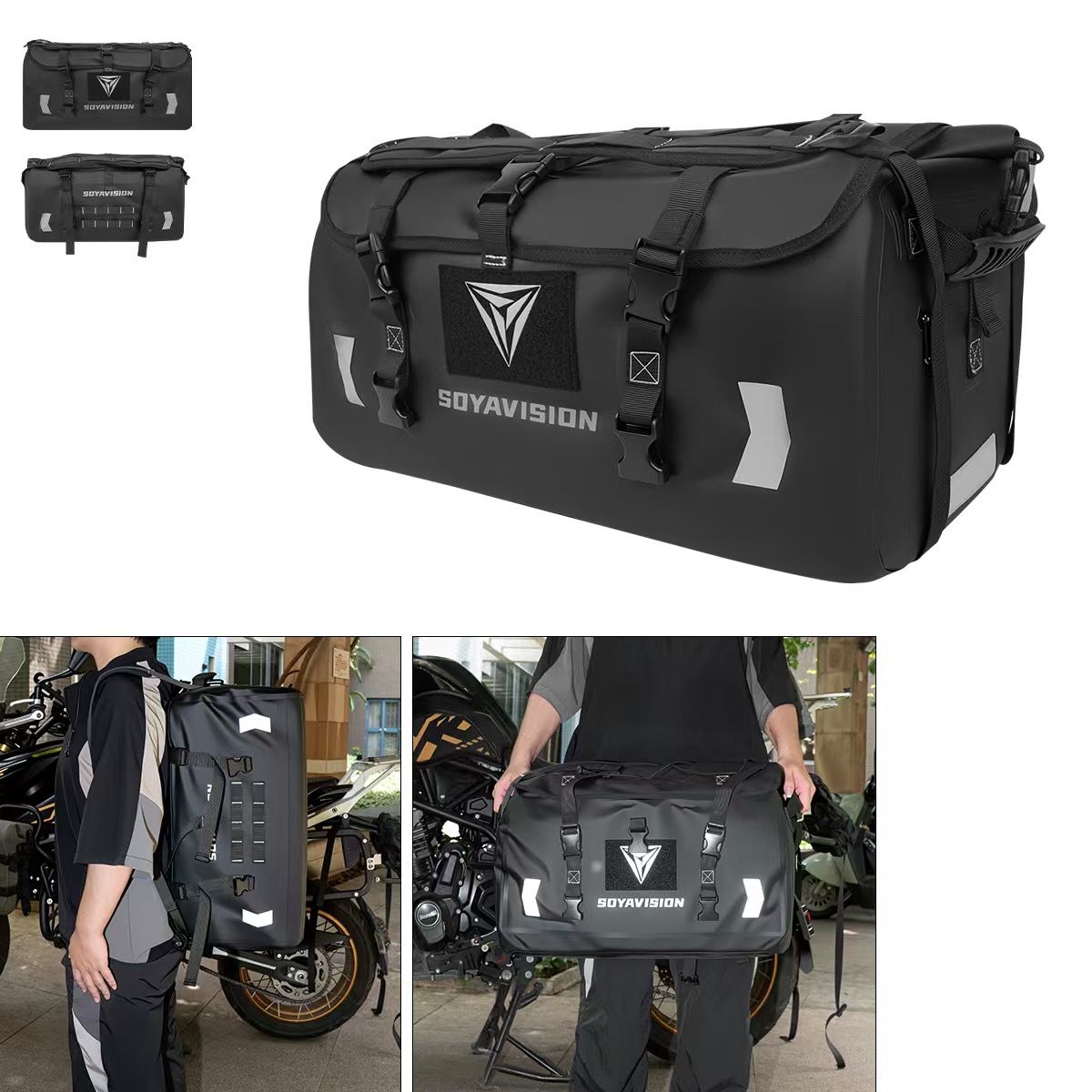 SOYAVISION ユニバーサルオートバイ防水テールバッグ 大容量リアモトシートバッグ