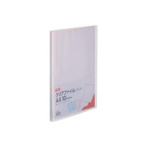 ds-（まとめ）TANOSEE クリアファイル A4タテ10ポケット 背幅8mm クリア 1セット(10冊) 〔×5セット〕