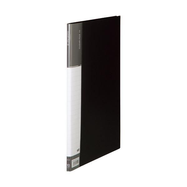 ds-（まとめ）TANOSEEクリヤーファイル(台紙入) A4タテ 10ポケット 背幅11mm ダークグレー 1冊 〔×30セット〕