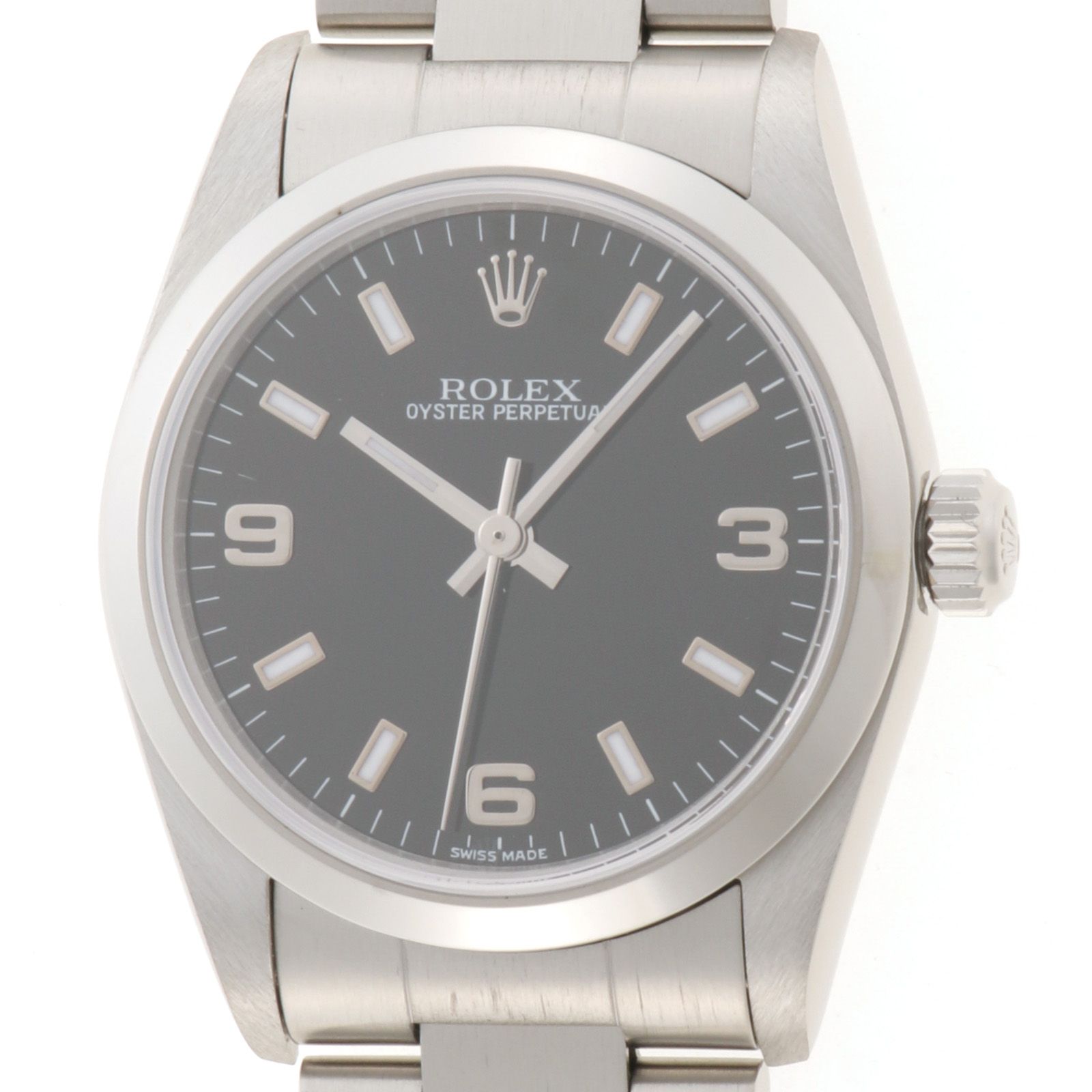 ROLEX ロレックス オイスター パーペチュアル【205】 77080 腕時計 ステンレススチール ブラック K刻印 自動巻き ブラック文字盤 メンズ【中古】