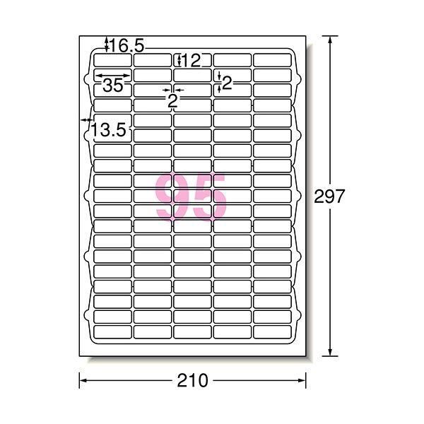 ds-（まとめ）エーワン ラベルシール[インクジェット]マット紙・ホワイト A4 95面 35×12mm 四辺余白付 角丸 60295 1冊(10シート) 〔×10セット〕