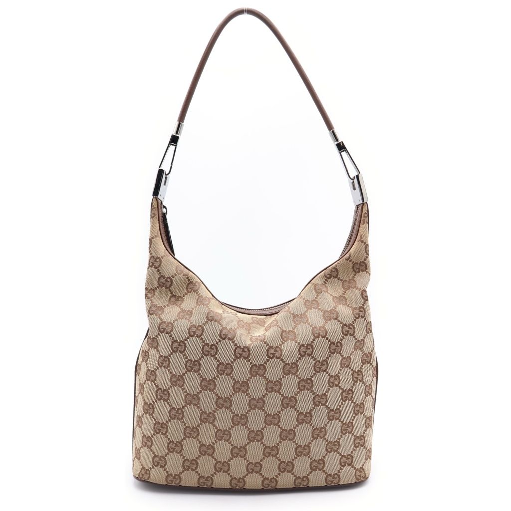 GUCCI (グッチ) GGキャンバス レザー ワンショルダーバッグ トートバッグ ブラウン 01234