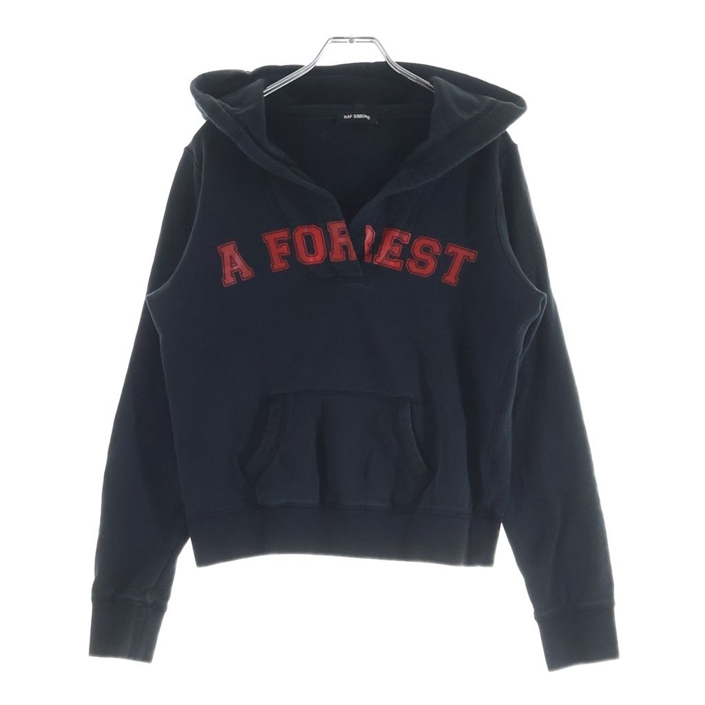 RAF SIMONS (ラフシモンズ) ロゴプリント コットン スウェットパーカー フーディ #M ブラック