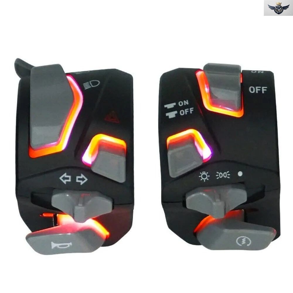 7/8インチ 22mm オートバイハンドルバースイッチ ヘッドライト警告灯 ウインカーホーン スタートキルボタン LED付きカスタムパーツ 7,300円