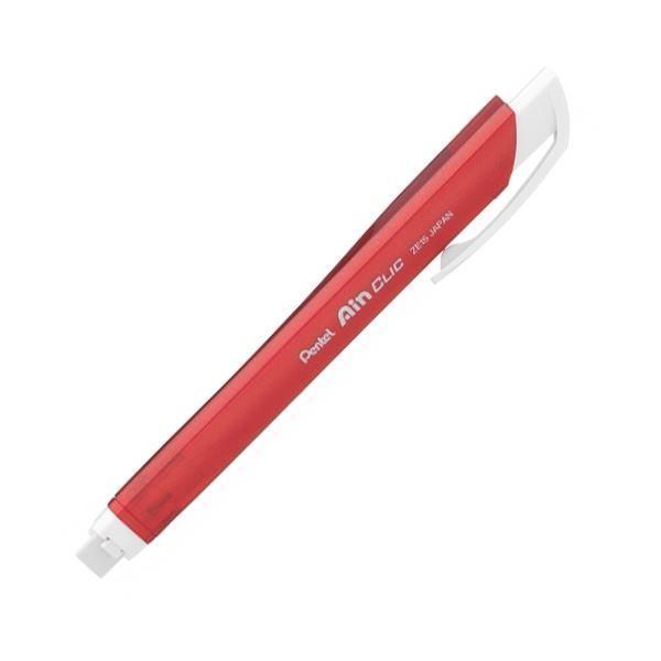 ds-(まとめ) ぺんてる ノック式ホルダー消しゴム「アインクリック」 メタルレッド XZE15-MB 1本 〔×100セット〕
