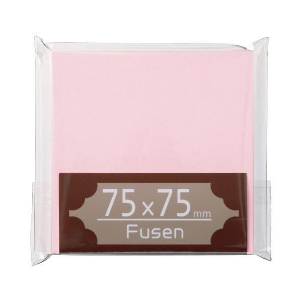 ds-(まとめ) TANOSEE ふせん 75×75mm 桃 1冊 〔×50セット〕