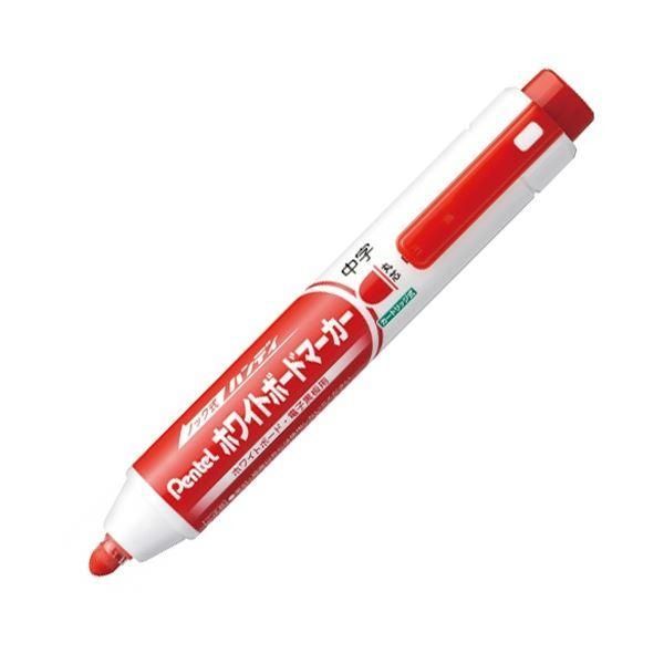 ds-(まとめ) ぺんてる ノック式ハンディ ホワイトボードマーカー 中字丸芯 赤 MWXN5M-B 1本 〔×50セット〕