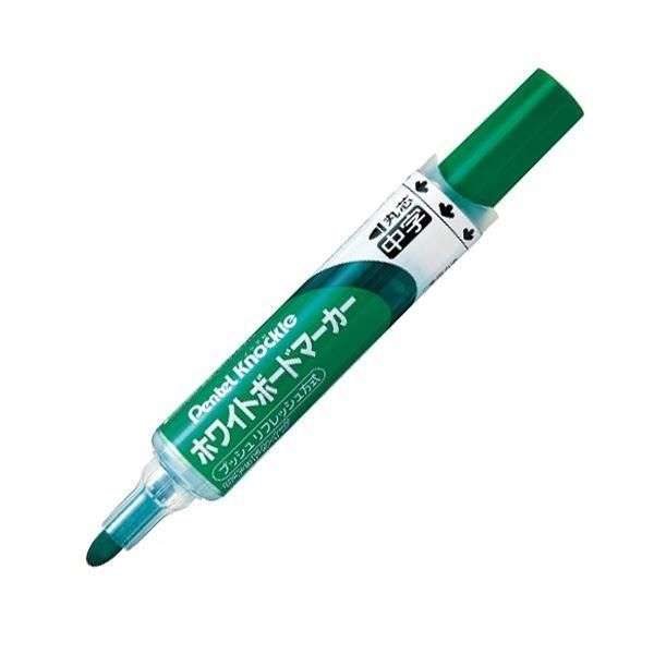 ds-(まとめ) ぺんてる ホワイトボードマーカー ノックル 中字丸芯 緑 EMWLM-D 1本 〔×50セット〕