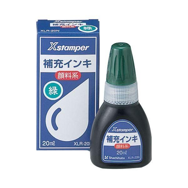 ds-(まとめ) シヤチハタ Xスタンパー 補充インキ 顔料系全般用 20ml 緑 XLR-20N 1個 〔×30セット〕