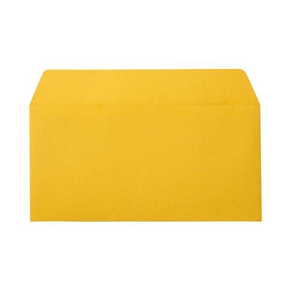 ds-(まとめ) 寿堂 カラー横型封筒 110×220mm 127.9g／m2 テープのり付 〒枠なし 柚子 10351 1パック（10枚） 〔×30セット〕