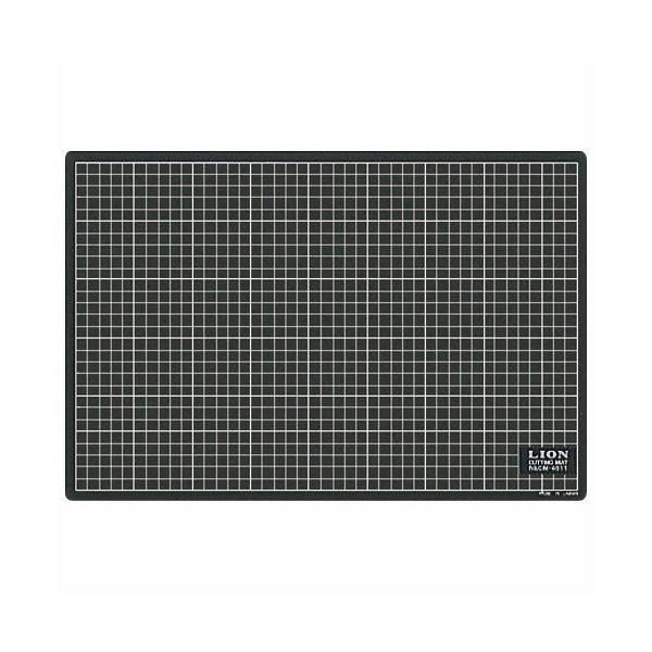ds-(まとめ) ライオン事務器 カッティングマット再生PVC製 両面使用 450×300×3mm 黒／黒 CM-4511 1枚 〔×10セット〕