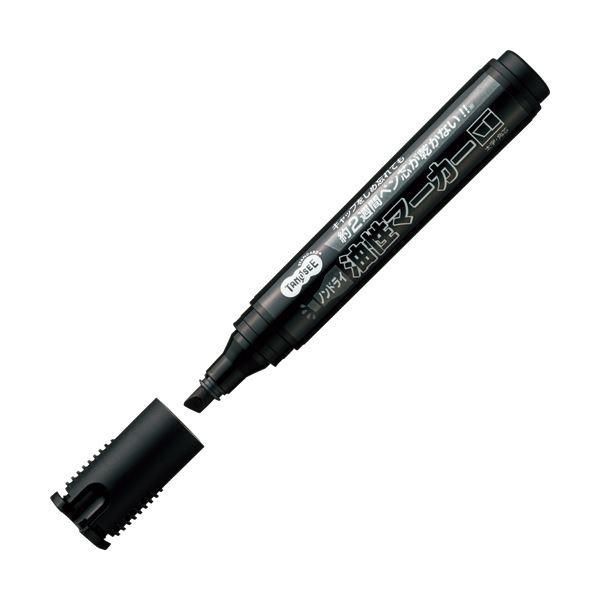ds-(まとめ) TANOSEE ノンドライ油性マーカー太字・角芯 黒 1セット（10本） 〔×10セット〕