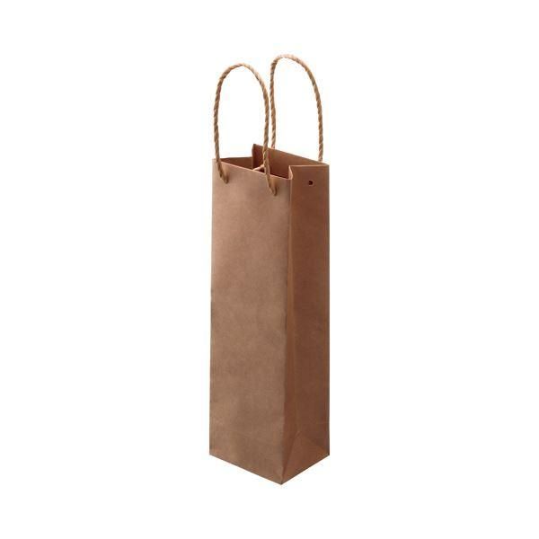 ds-(まとめ) TANOSEE 紙手提袋 ワイン用 タテ長 ヨコ110×タテ360×マチ幅90mm 茶 1パック(30枚) 〔×5セット〕