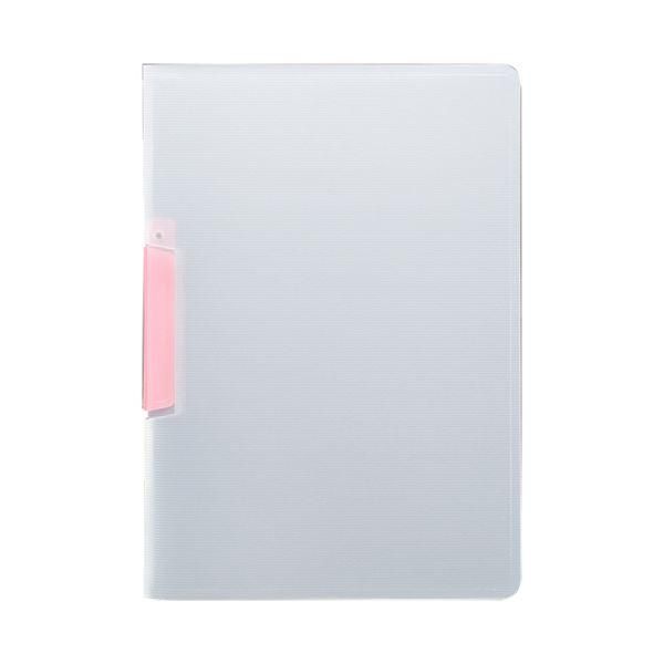 ds-(まとめ) TANOSEE スライドクリップファイルA4タテ クリアピンク 1セット(20冊) 〔×5セット〕
