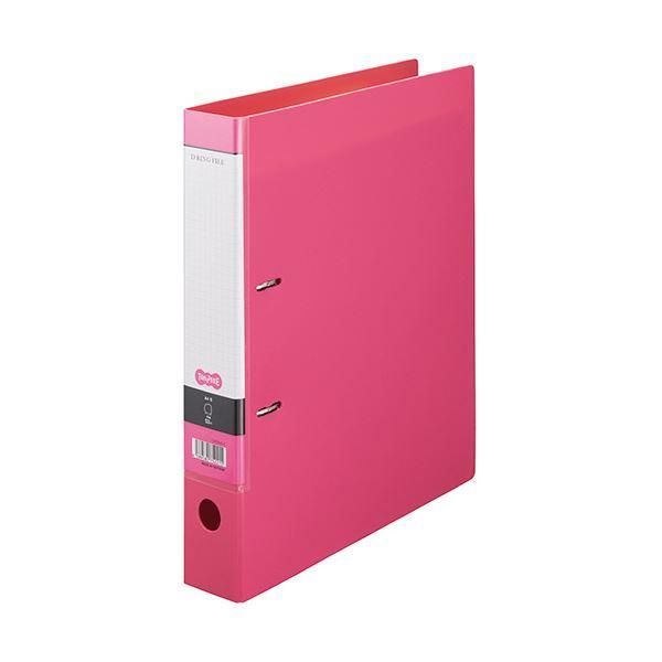 ds-(まとめ) TANOSEE DリングファイルA4タテ 2穴 350枚収容 背幅53mm ピンク 1セット(10冊) 〔×5セット〕