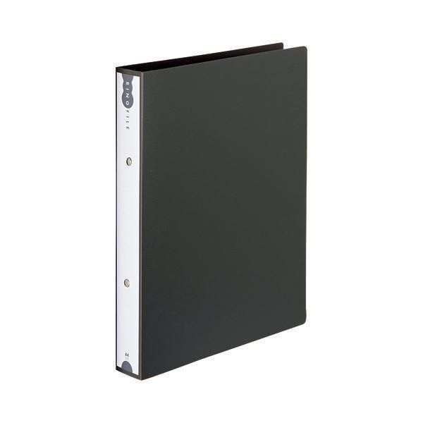 ds-(まとめ) TANOSEE リングファイル（PP表紙） A4タテ 2穴 260枚収容 背幅42mm ダークグレー 1セット（10冊） 〔×5セット〕