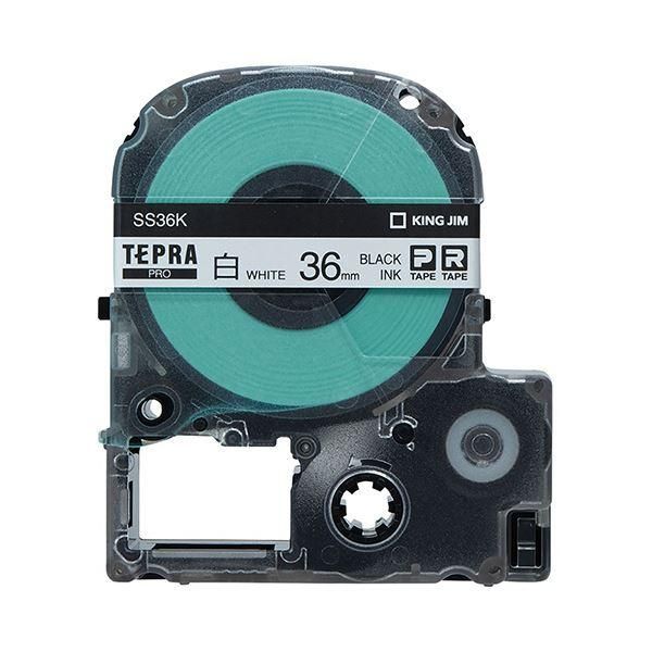 ds-(まとめ) キングジム テプラ PRO テープカートリッジ 36mm 白／黒文字 SS36K 1個 〔×5セット〕