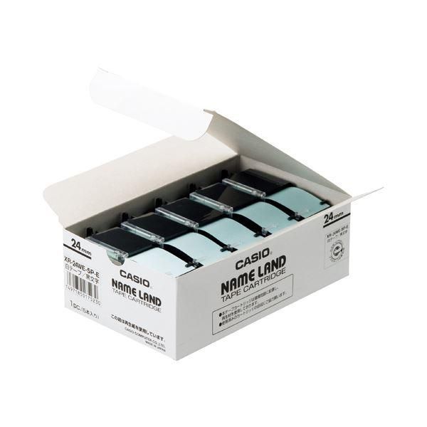 ds-(まとめ）カシオ CASIO ネームランド NAME LAND スタンダードテープ 24mm×8m 白/黒文字 XR-24WE-5P-E 1パック(5個)〔×3セット〕