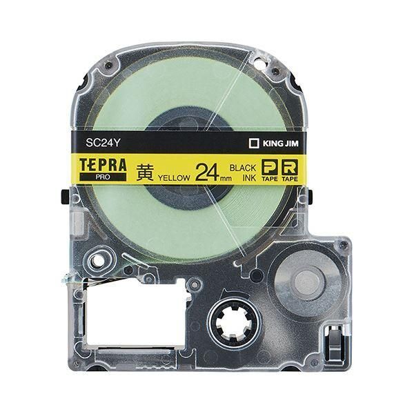 ds-(まとめ）キングジム テプラ PRO テープカートリッジ パステル 24mm 黄/黒文字 SC24Y-5P 1パック(5個)〔×3セット〕