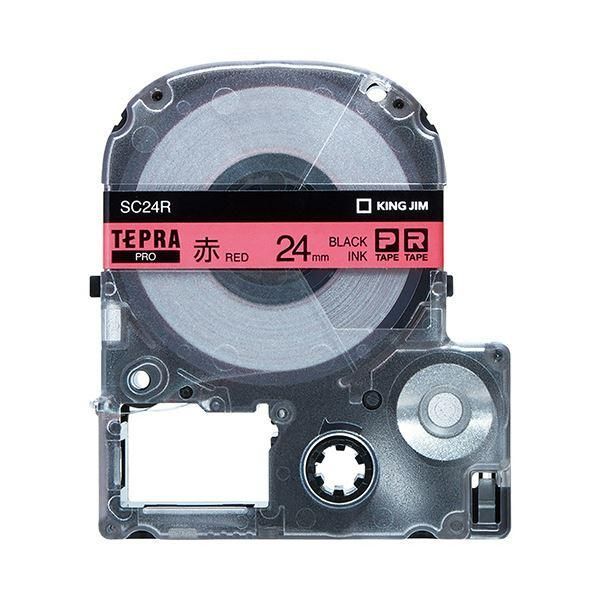 ds-(まとめ）キングジム テプラ PRO テープカートリッジ パステル 24mm 赤/黒文字 SC24R-5P 1パック(5個)〔×3セット〕