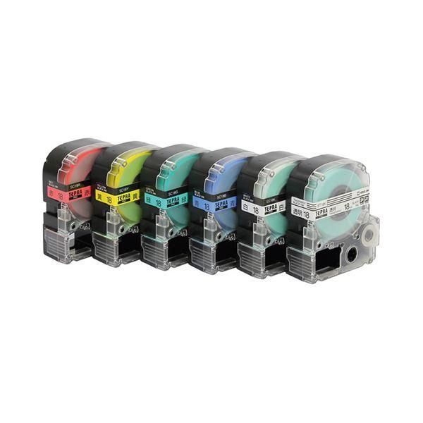ds-(まとめ）キングジム テプラ PRO テープカートリッジ ベーシックパック 18mm 赤・黄・緑・青・白・透明/黒文字 SC186T 1パック(6個:各色1個)〔×3セット〕
