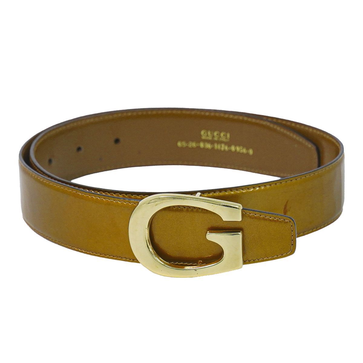 本物 グッチ GUCCI Gバックル ベルト 65 パテント レザー ブラウン ゴールド金具 036.1476 レディース 服飾小物 中古・