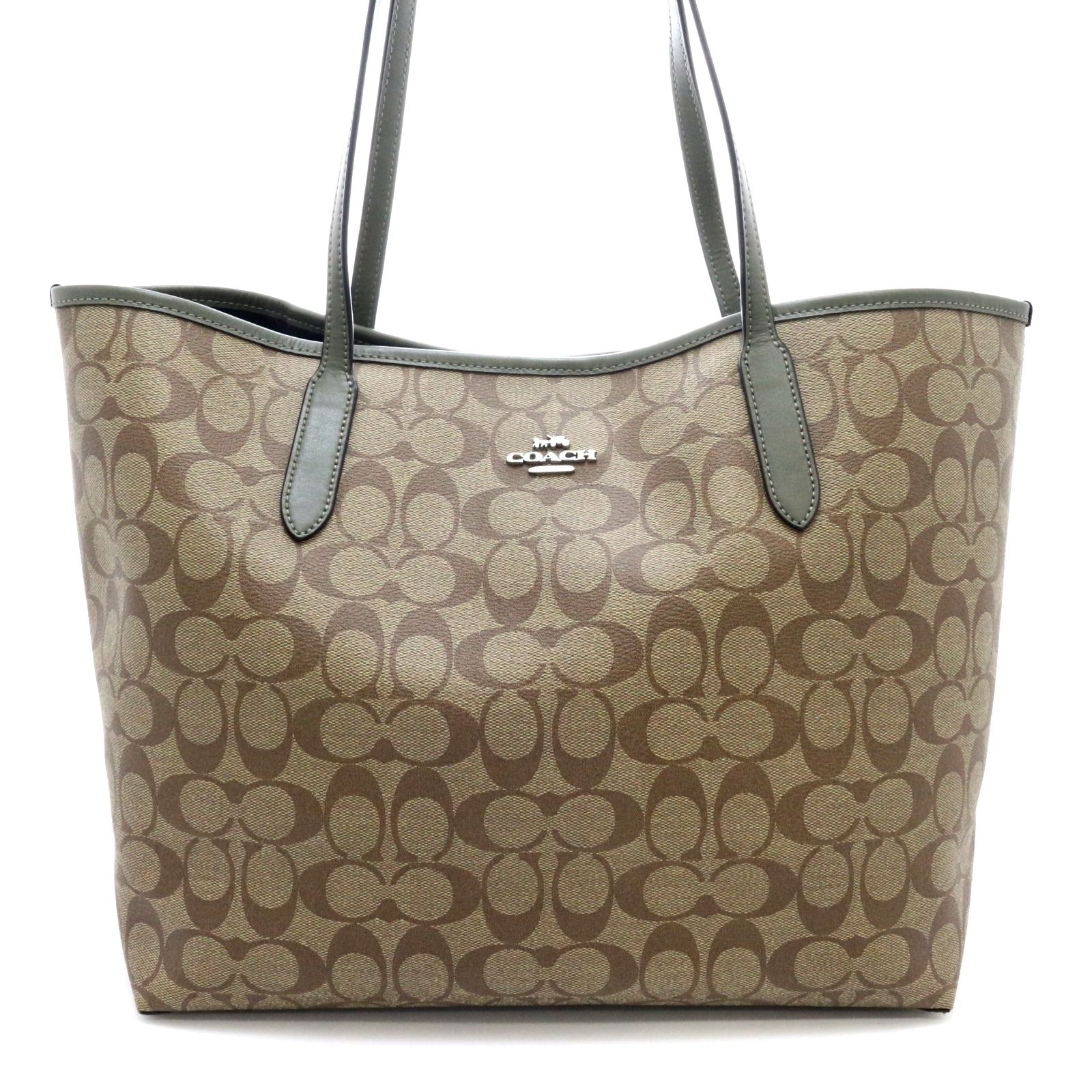 バッグ COACH コーチ シグネチャー ベージュ ブラウン ゴールド金具 
