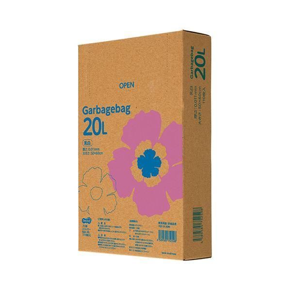 ds-TANOSEE ゴミ袋エコノミー乳白半透明 20L BOXタイプ 1セット（2200枚：110枚×20箱）