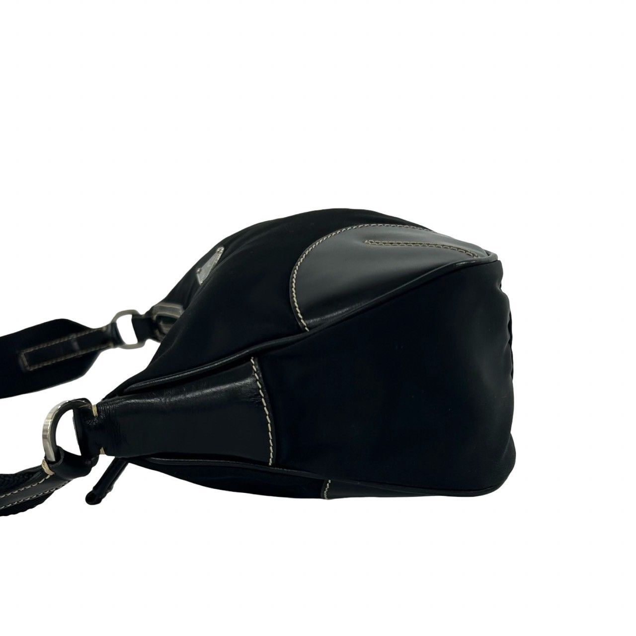 極 美品 希少品 PRADA プラダ 三角 ロゴ プレート 金具 テスート 