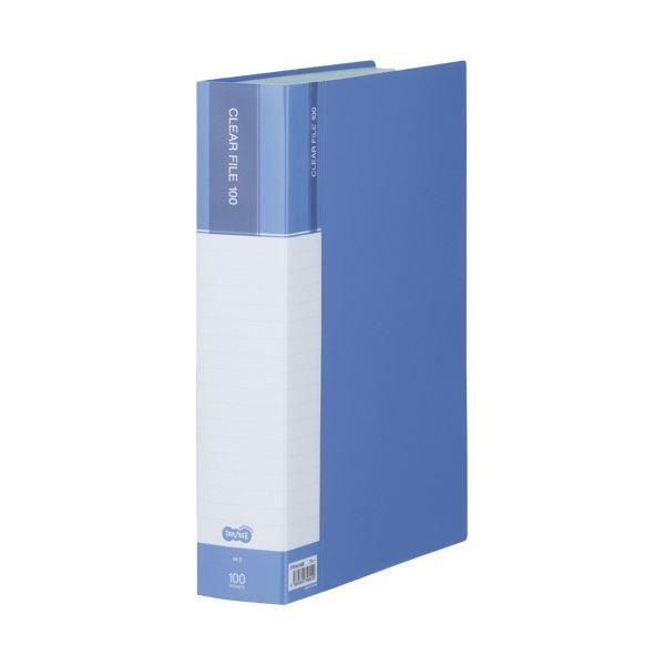ds-TANOSEE クリヤーファイル（台紙入）A4タテ 100ポケット 背幅62mm ブルー 1セット（6冊）