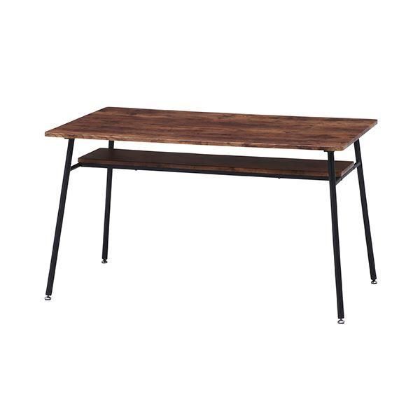 ds-ダイニングテーブル リビングテーブル 120cm×75cm 長方形 スチール 棚付き 組立品 リビング ダイニング