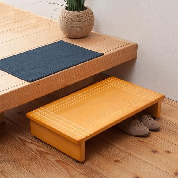 ds-〔3個セット〕木製玄関踏み台(幅60cm)(ライトブラウン/茶) 木目(天然木)/ステップ/介護/玄関収納/北欧風/エントランス/アジャスター付き/完成品/NK-635