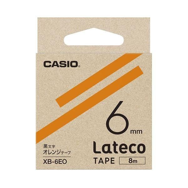 ds-（まとめ）カシオ計算機 ラテコ専用テープXB-6EO オレンジに黒文字（×10セット）