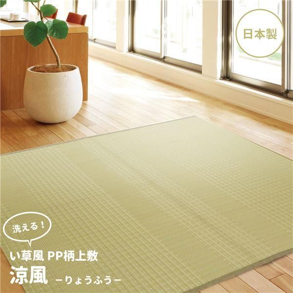 ds-い草風 ラグマット 絨毯 江戸間 3帖 日本製 洗える オールシーズン対応 涼風 りょうふう PP柄 上敷き リビング ダイニング