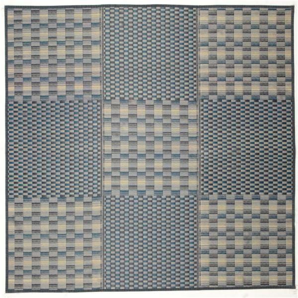 ds-い草 ラグマット 絨毯 約180×240cm ブルー 裏貼り仕様 表面：イ草100％ 縁：綿100％ キハチ リビング ダイニング