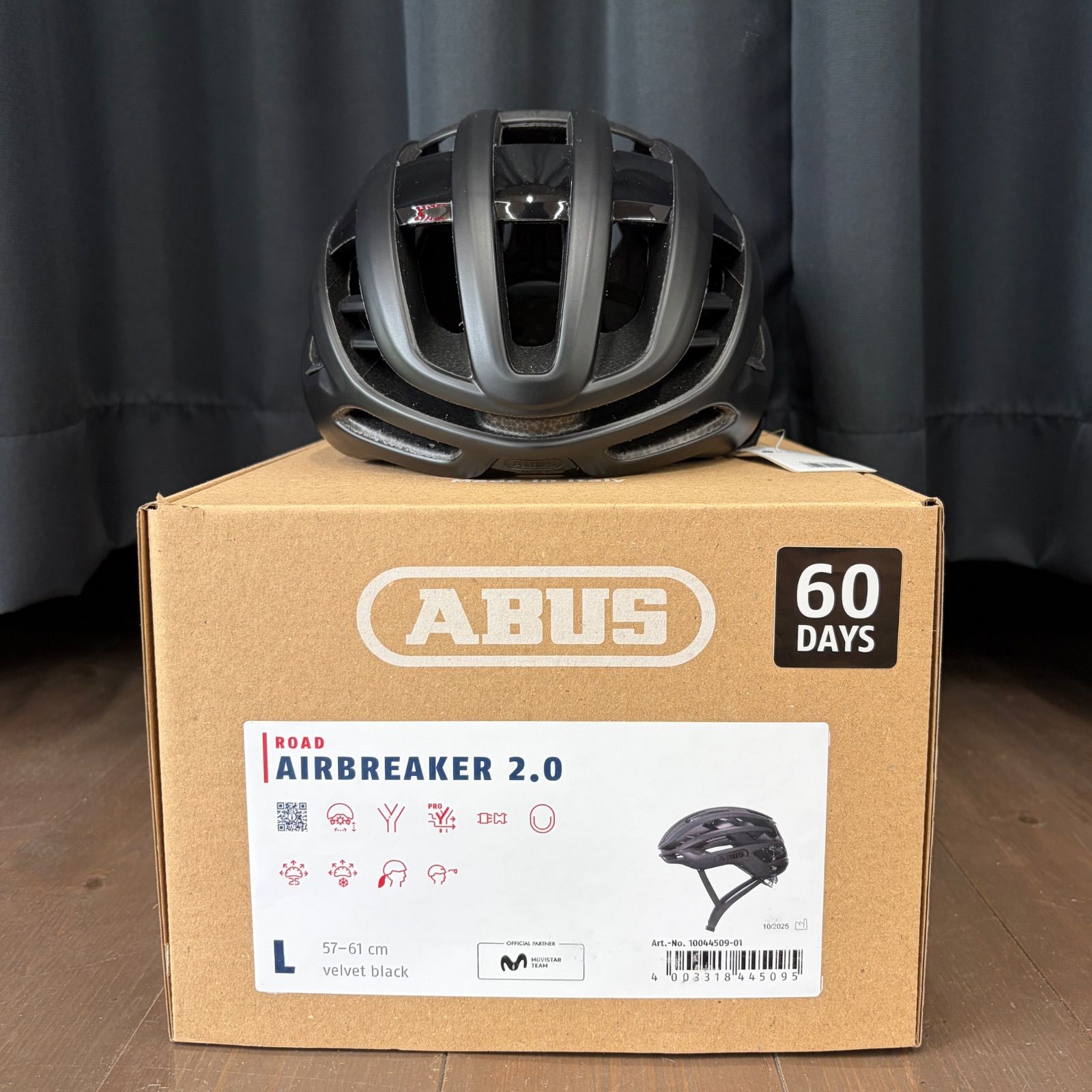 【極美品】ABUS AIRBREAKER 2.0 Lサイズ velvet black アブス エアーブレイカー JCF公認 ブラック 黒 ヘルメット ロードバイク 自転車