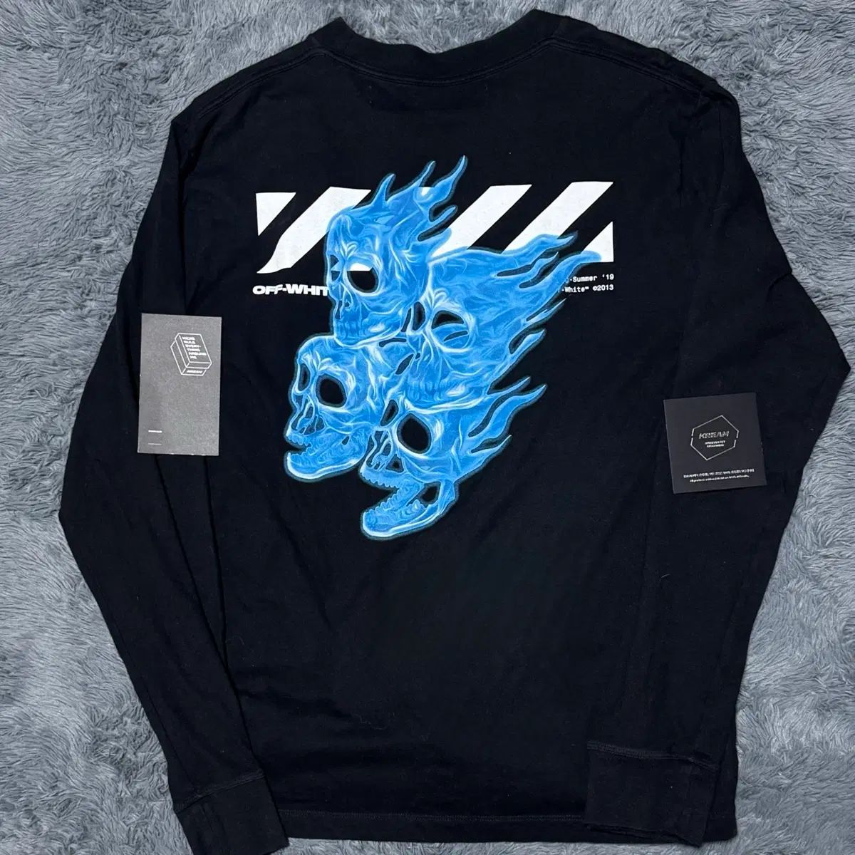 XL オフホワイト スカル 長袖Tシャツ ロングスリーブ ブラック