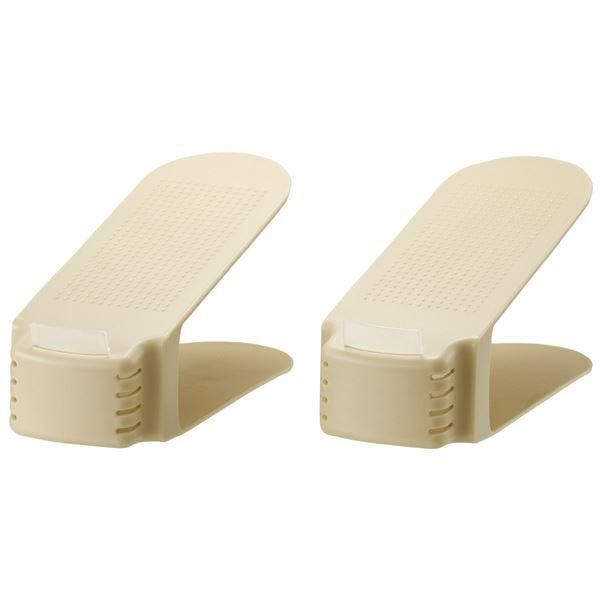 ds-くつホルダー/靴収納用品 6個セット 〔約幅10×奥行26×高さ13.5cm〕 ベージュ 〔10個セット〕 〔下駄箱 シューズラック〕