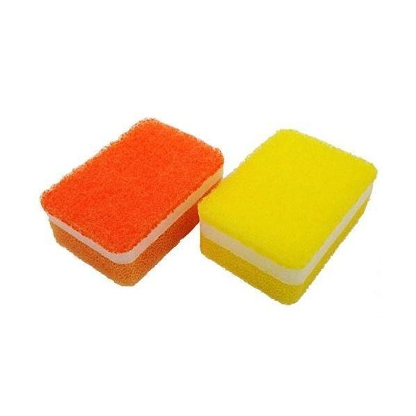 ds-(まとめ) ミニスポンジ/キッチンスポンジ 〔オレンジ・イエロー 2個入り〕 抗菌 キッチン用品 『泡キュット』 〔200個セット〕