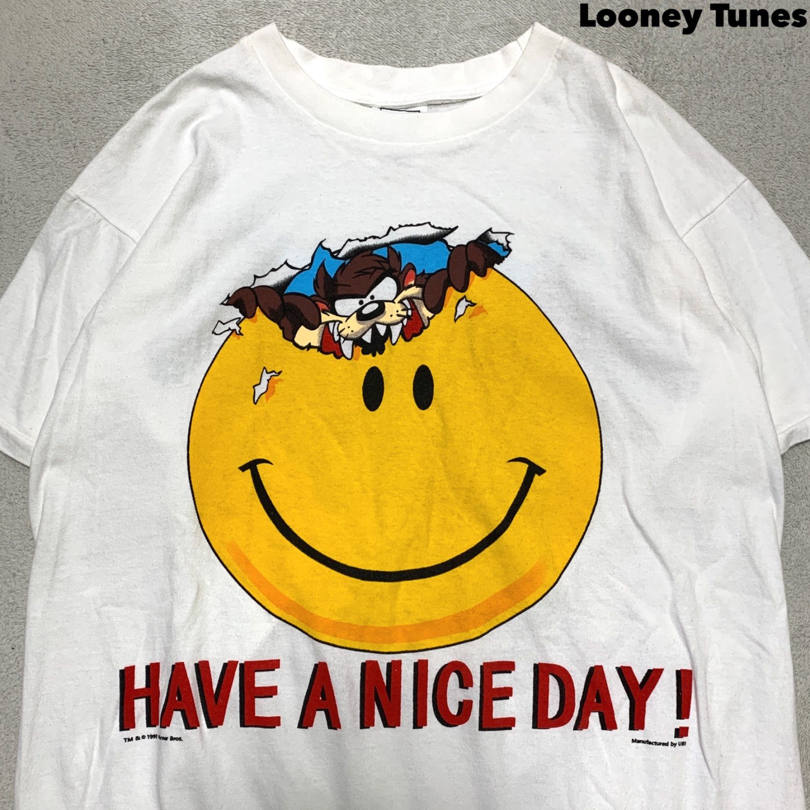 LOONEY TUNES / WILD OATS 90s USA製 アメリカ製 ショートスリーブTシャツ 半袖カットソー シングルステッチ 両面プリント タズマニアン・デビル VINTAGE Lサイズ ホワイト 白 ルーニー・テューンズ ルーニー・チューンズ 6,545円
