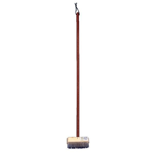 ds-PROワイヤーデッキブラシ/サビ取りブラシ 〔幅17×奥行き10×高さ110cm〕 吊り下げ紐付き 木柄 鉄 〔30個セット〕