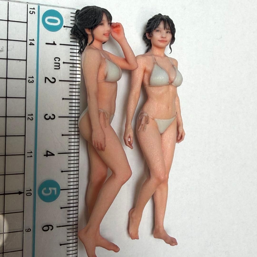 1/24 フィギュア2体 女性 水着 完成品 ミニチュア 1/64より大 3DA-FIG