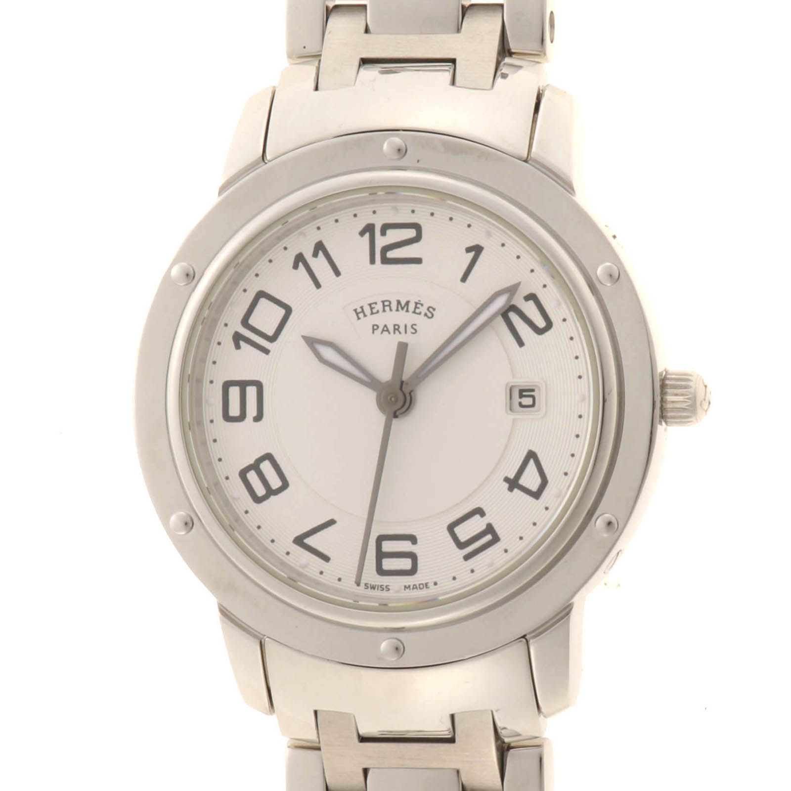 HERMES エルメス クリッパー CP1.310 腕時計 ステンレススチール ホワイト レディース クオーツ 2148104183125【中古】207